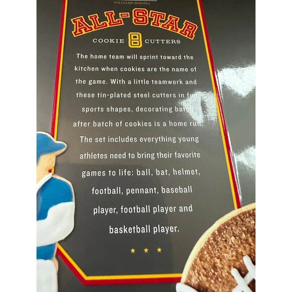 FLASH DEAL Williams Sonoma Kids Cookie Cutter Football Basketball Baseball 8 Pc.